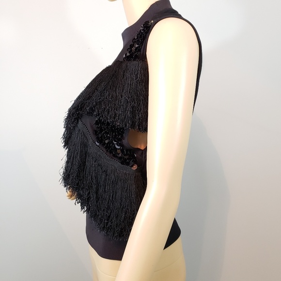 H&M Premium Collection Tassel Sequins Mockneck top - Picture 2 of 8